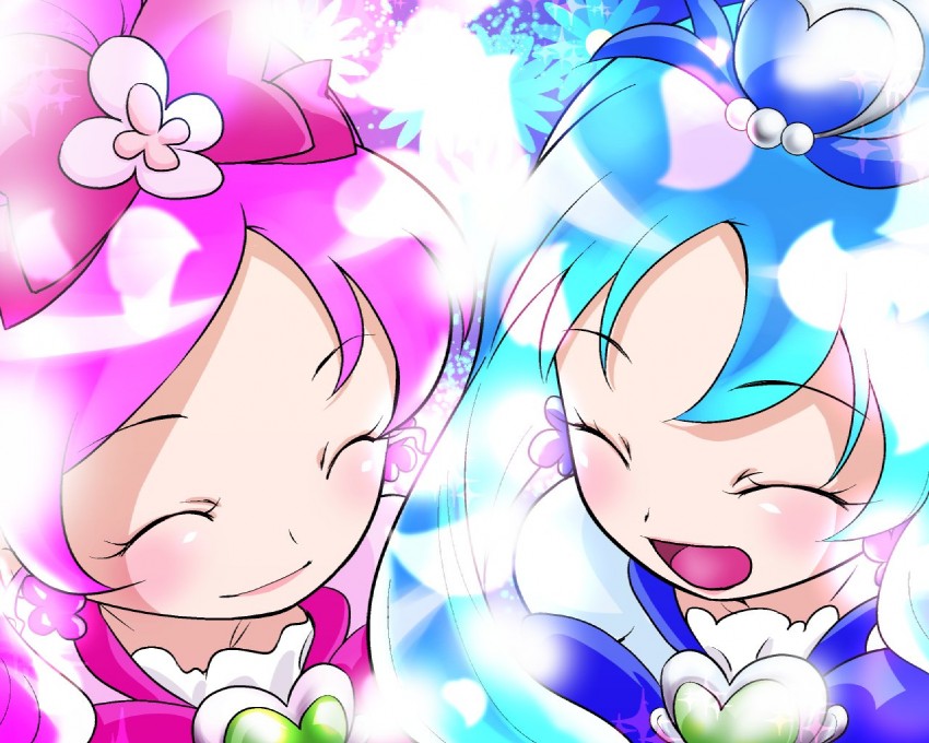 kurumi erika, hanasaki tsubomi, cure marine, and cure blossom (precure and 1 more) drawn by mizuki_(kaiware_daikon)