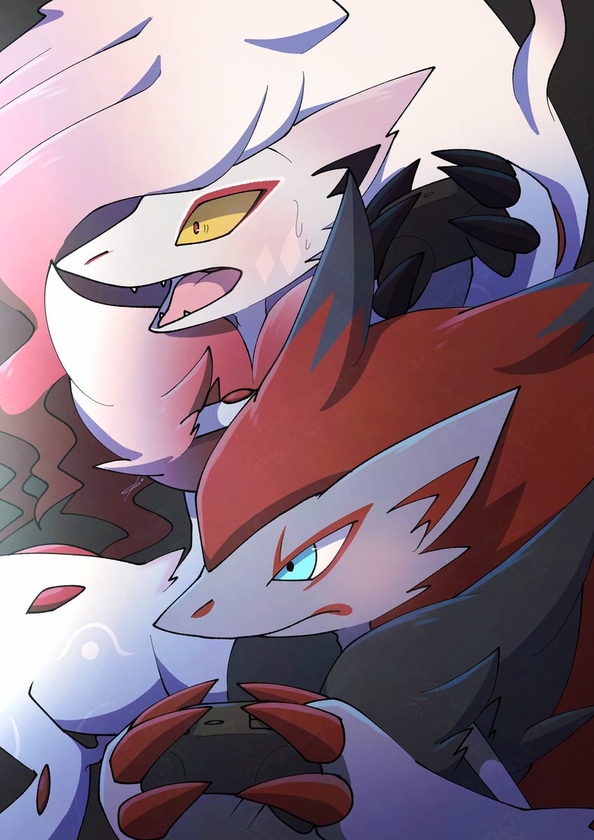 zoroark and hisuian zoroark (pokemon) drawn by fuai_(rocking_jjj)