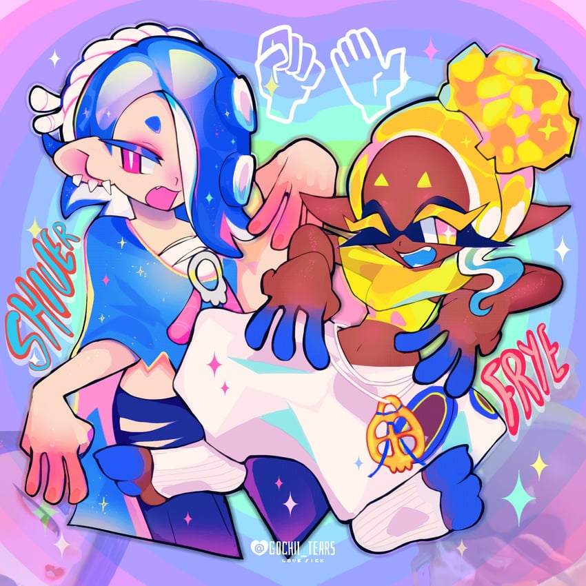 shiver and frye (splatoon and 1 more) drawn by gochii_tears