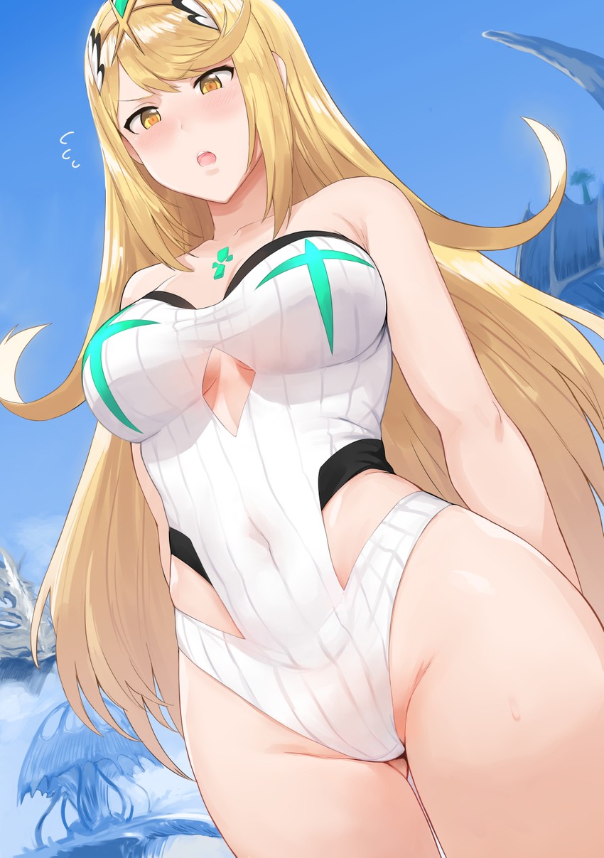 mythra (xenoblade chronicles and 1 more) drawn by hews