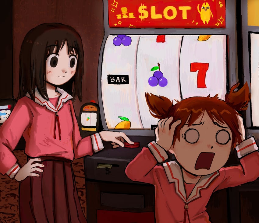 kasuga ayumu, mihama chiyo, and mihama chiyo's father (azumanga daioh) drawn by fffkorobka