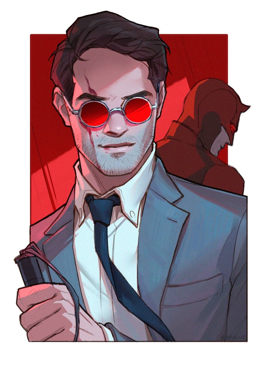 daredevil and matt murdock (marvel and 2 more) drawn by anoiue
