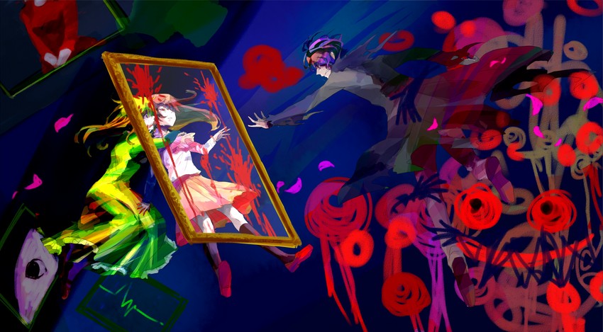 ib, mary, garry, and lady in red (ib) drawn by gen_(unknown_clown)
