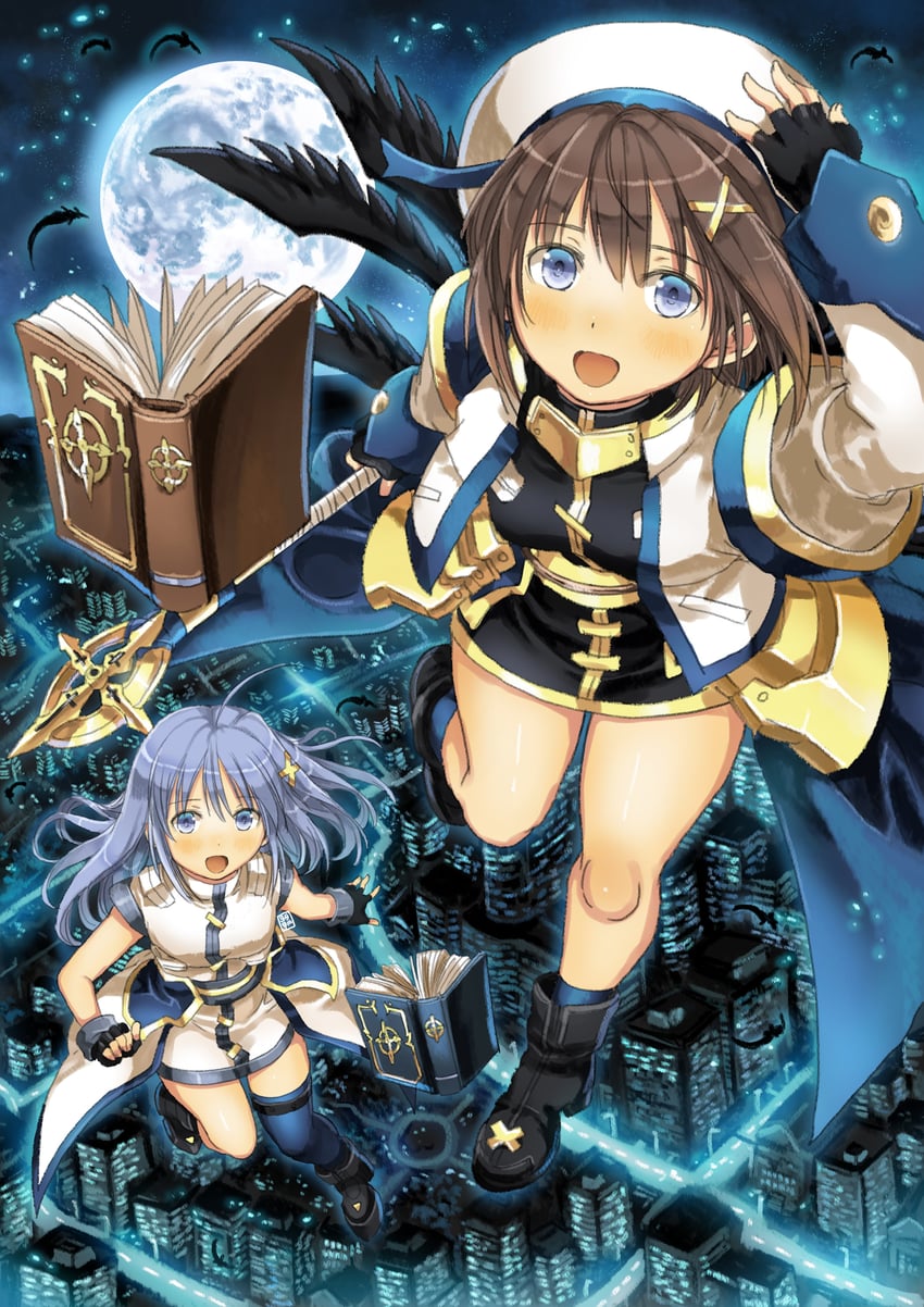 yagami hayate, reinforce zwei, schwertkreuz, tome of the night sky, and book of the azure sky (lyrical nanoha and 1 more) drawn by garimpeiro