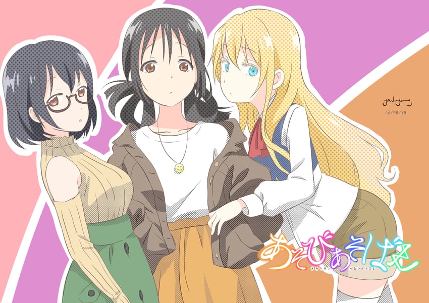 olivia, honda hanako, and nomura kasumi (asobi asobase) drawn by yanluyang