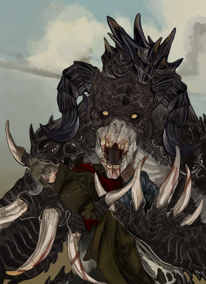 deathclaw and ncr veteran ranger (fallout and 1 more) drawn by kkghost_tv