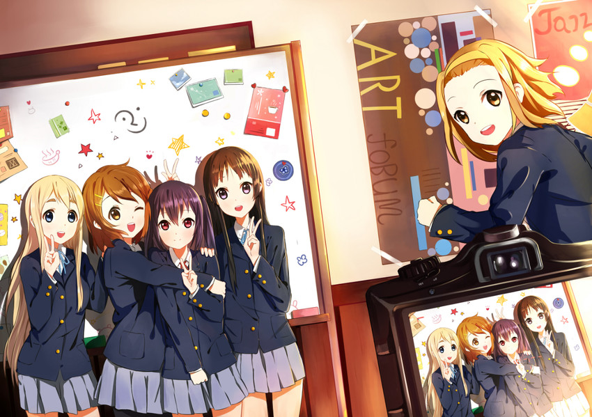 akiyama mio, nakano azusa, hirasawa yui, tainaka ritsu, and kotobuki tsumugi (k-on!) drawn by samizuban