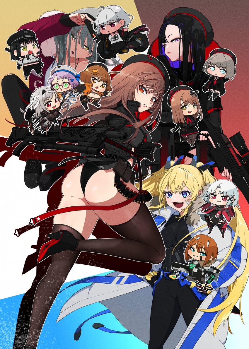 anis, rapi, neon, modernia, drake, and 8 more (goddess of victory: nikke) drawn by nikumanman