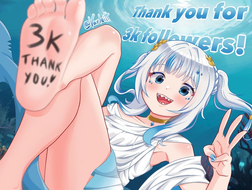 gawr gura (hololive and 1 more) drawn by varliet