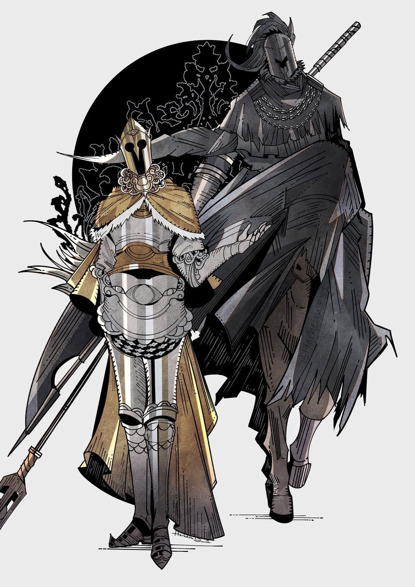gideon ofnir and night's cavalry (elden ring) drawn by herheim