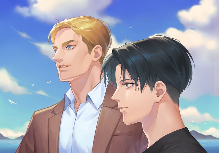 levi and erwin smith (shingeki no kyojin) drawn by rororei_zhu