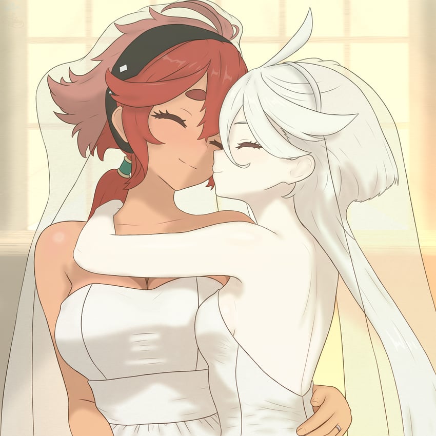 suletta mercury and miorine rembran (gundam and 1 more) drawn by bluelikesfrens