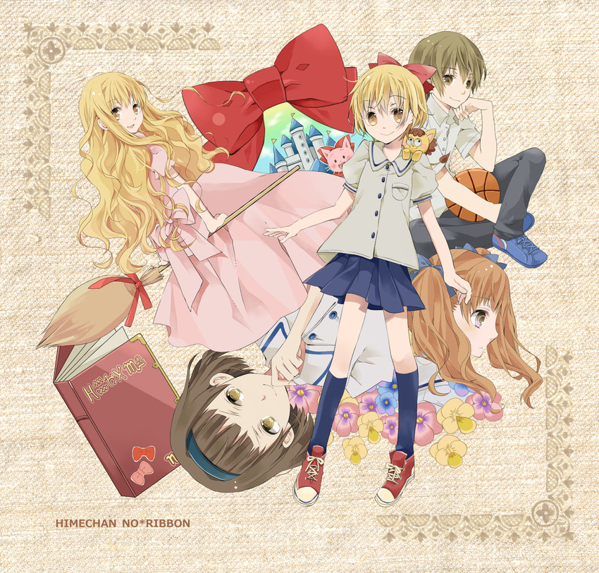 nonohara himeko, pokota, pink, hibino hikaru, kobayashi daichi, and 2 more (hime-chan no ribbon) drawn by yuma_(15785801)
