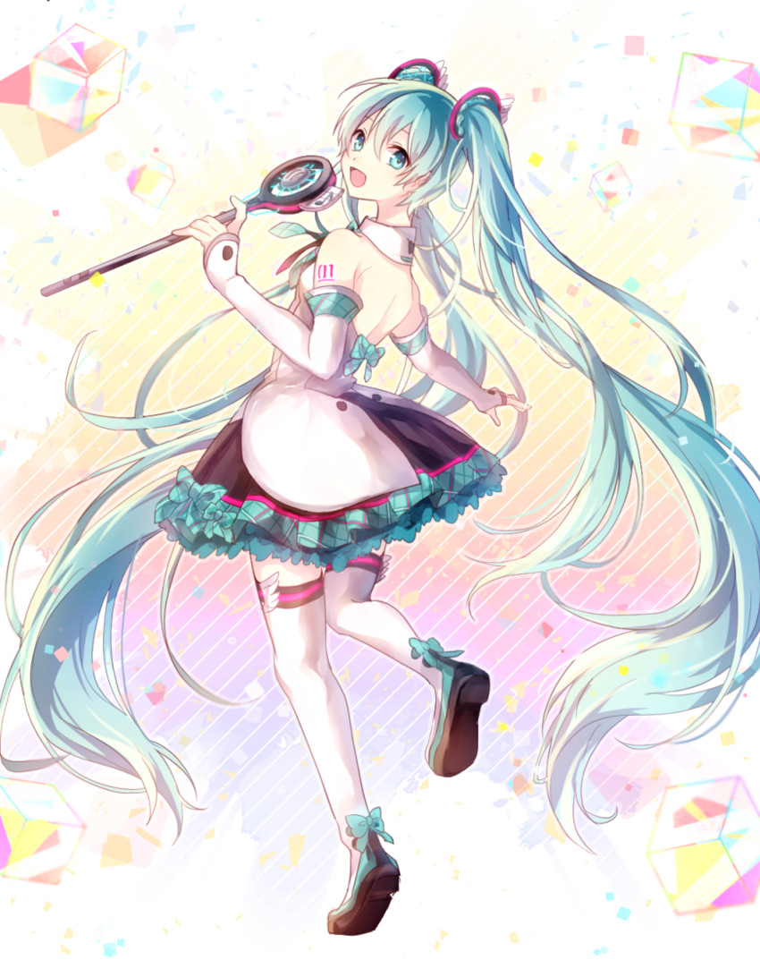 hatsune miku and magical mirai miku (vocaloid and 1 more) drawn by yoishi_(fuchi39)