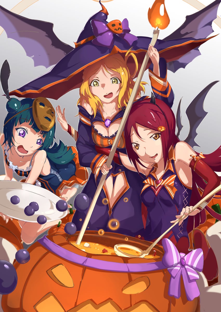 tsushima yoshiko, sakurauchi riko, and ohara mari (love live! and 1 more) drawn by renze_l