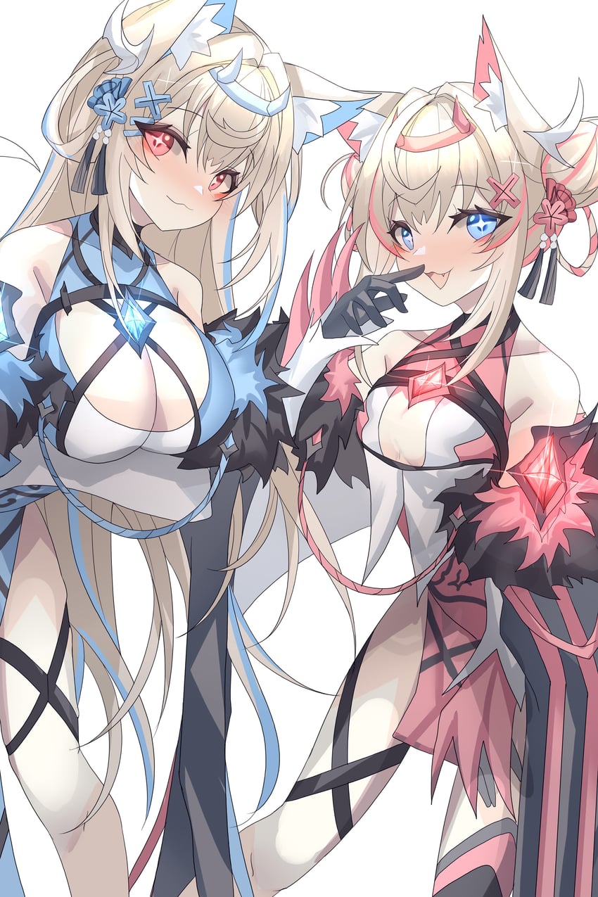 fuwawa abyssgard and mococo abyssgard (hololive and 1 more) drawn by weyas_kayur