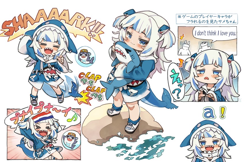 gawr gura and bloop (hololive and 2 more) drawn by itsuki_tasuku
