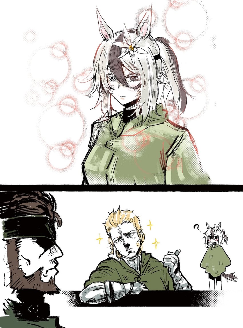 naked snake, the boss, and the boss's andalusian (umamusume and 2 more) drawn by what_is_(pix30d)