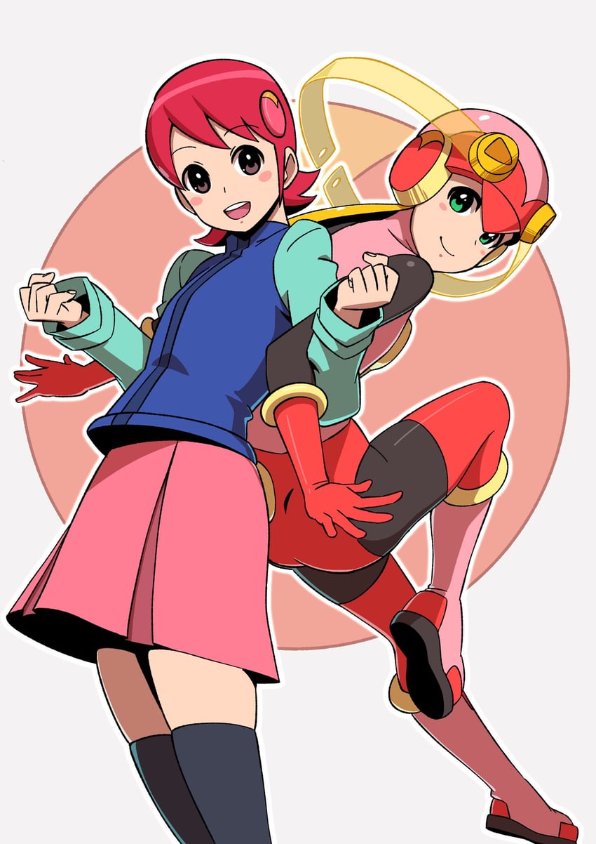roll.exe and mayl sakurai (mega man and 1 more) drawn by aduti_momoyama