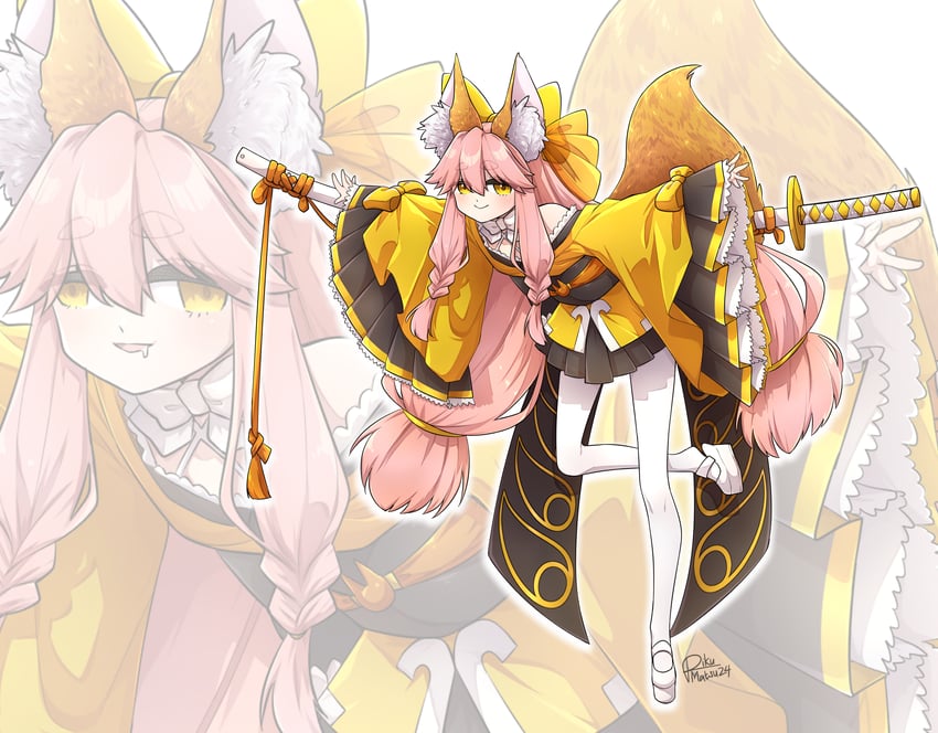 tamamo and tamamo aria (fate and 1 more) drawn by rikumats
