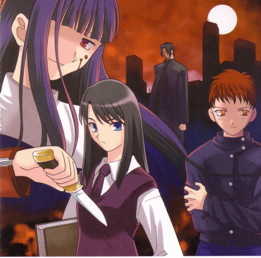 asagami fujino, kokutou azaka, araya souren, and enjou tomoe (kara no kyoukai) drawn by takeuchi_takashi