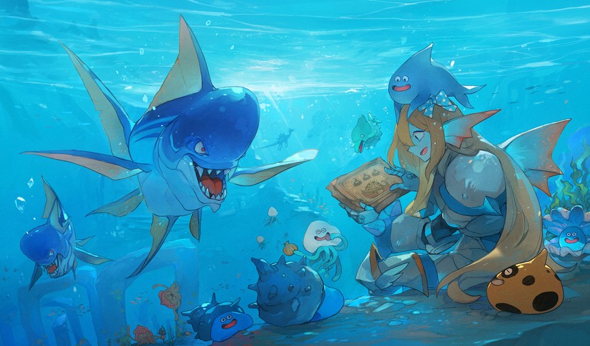 slime, weddie, mottle slime, shell slime, and escalin (dragon quest and 1 more) drawn by linne_(hld_doreko)