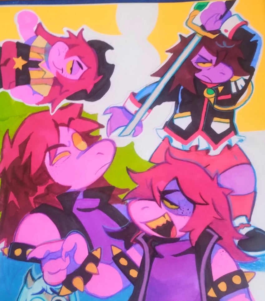 tenjou utena, ralsei, and susie (deltarune and 1 more) drawn by fever_el_cacas