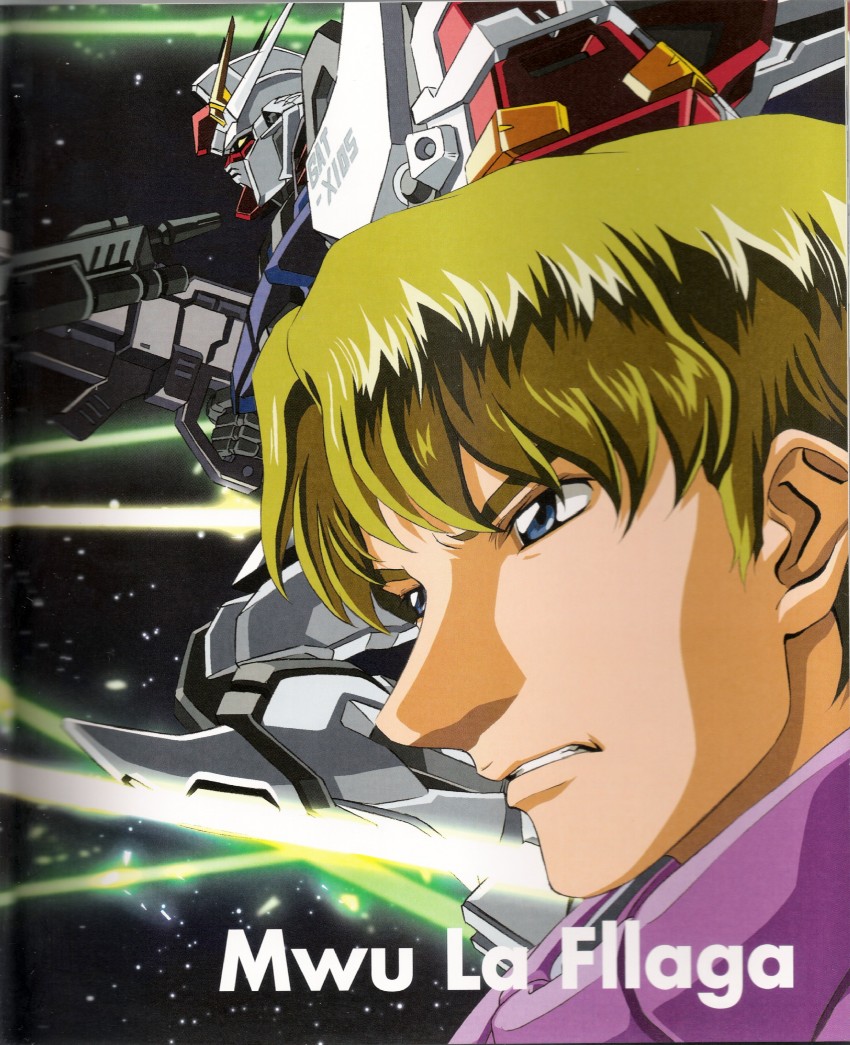 strike gundam, aile strike gundam, and mu la flaga (gundam and 1 more)