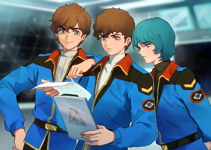 amuro ray, kamille bidan, judau ashta, and ra cailum (gundam and 3 more) drawn by ekomozzarella