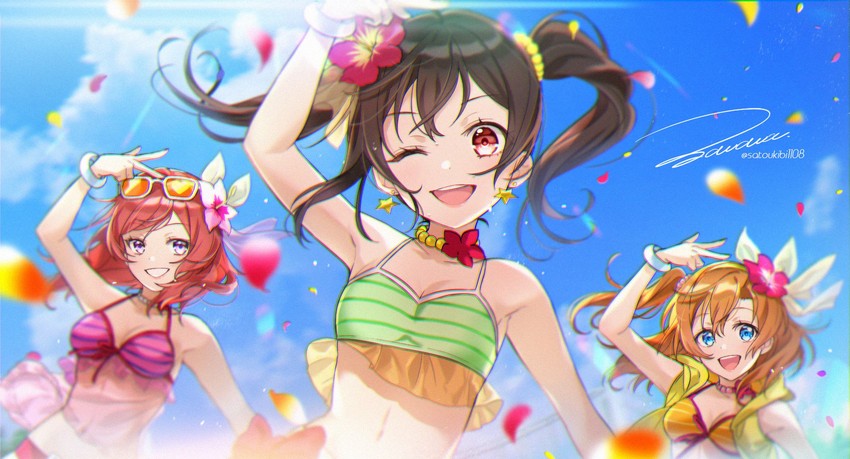 nishikino maki, yazawa nico, and kosaka honoka (love live! and 1 more) drawn by zawawa_(satoukibi1108)