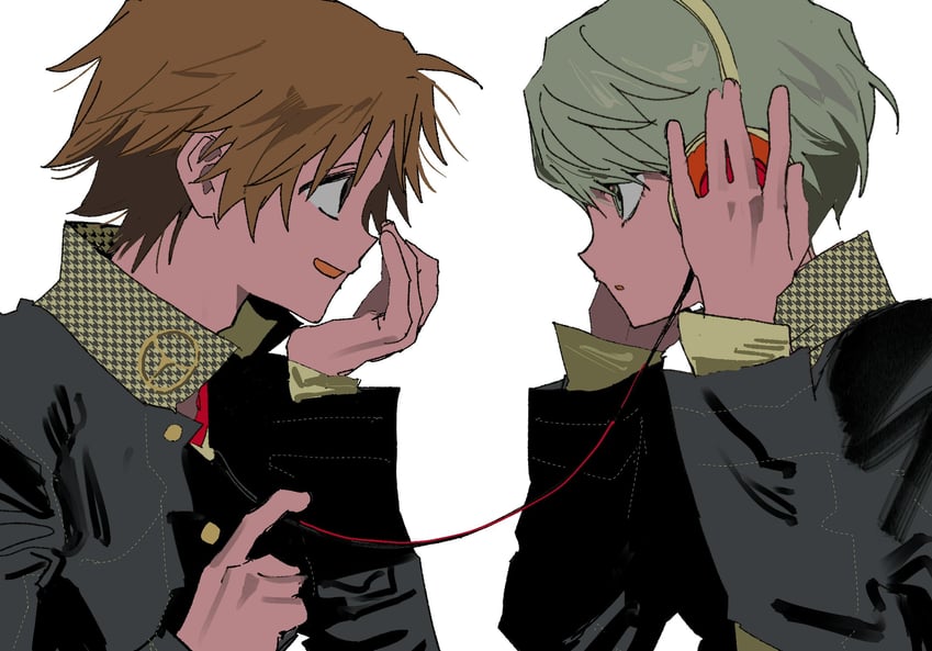 narukami yu and hanamura yousuke (persona and 1 more) drawn by goguma_wagamja