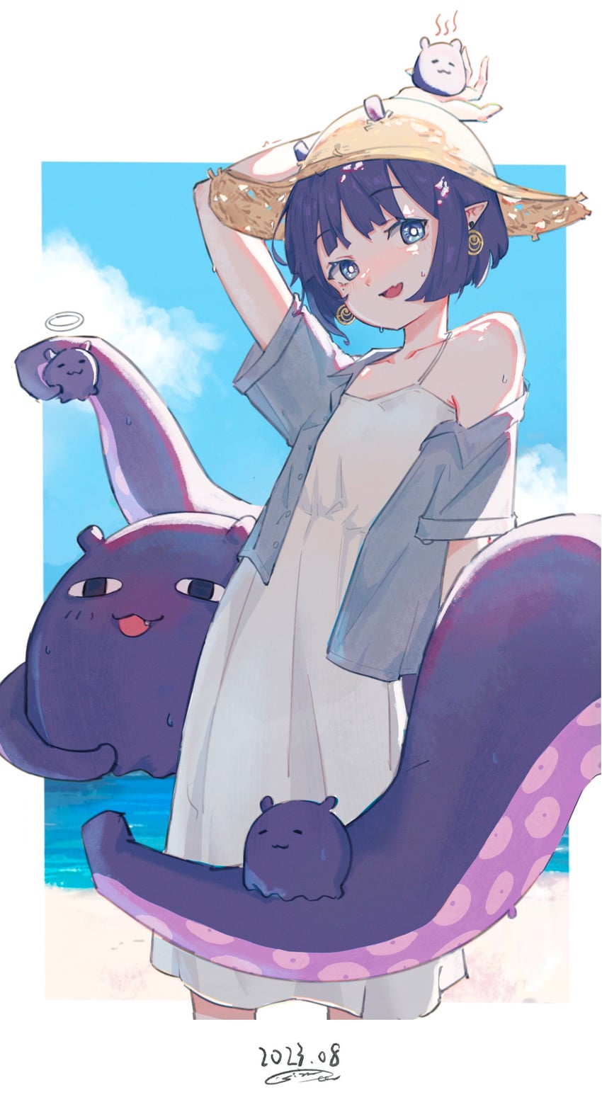 ninomae ina'nis and takodachi (hololive and 1 more) drawn by simuyutou