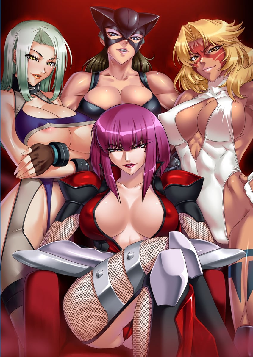oboro, snake lady, power lady, and fukumen sugata no onna senshi (taimanin and 2 more) drawn by kagami_hirotaka