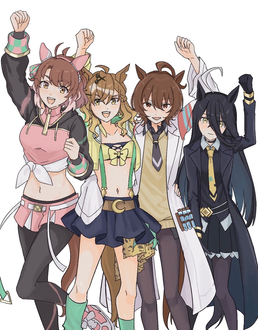 agnes tachyon, manhattan cafe, jungle pocket, and dantsu flame (umamusume) drawn by motibeeeee