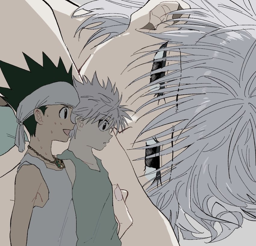 killua zoldyck and gon freecss (hunter x hunter) drawn by kasukasugom1