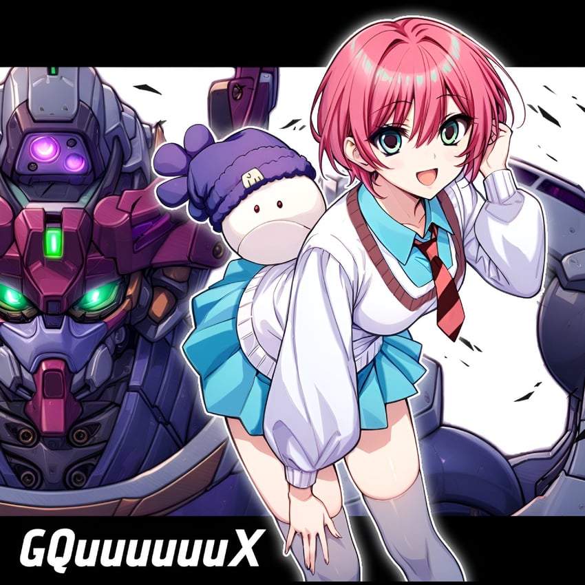 amate yuzuriha, haro, and gquuuuuux (gundam and 1 more) drawn by nanatsuki_(arca-nize)