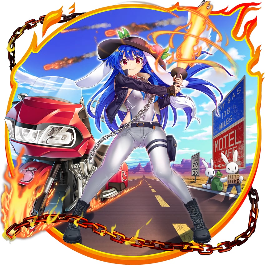 hinanawi tenshi and inaba mob (touhou and 1 more) drawn by rotte_(1109)
