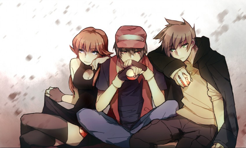 red, blue oak, and green (pokemon and 2 more) drawn by rrr
