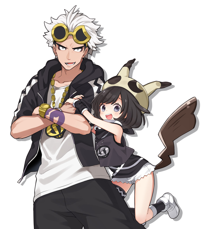 selene, mimikyu, and guzma (pokemon and 1 more) drawn by orqz