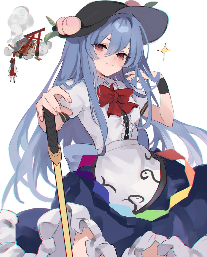hakurei reimu and hinanawi tenshi (touhou) drawn by kani_nyan