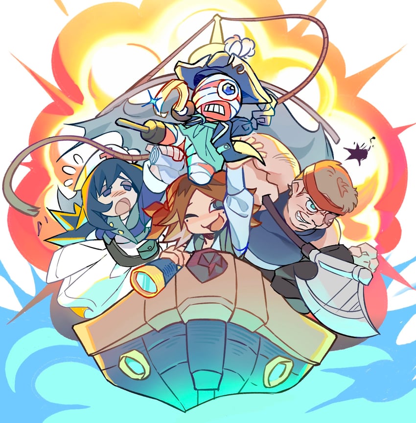 anya, curly, jimmy, daisuke, and swansea (mouthwashing) drawn by dule_(anhaidule)