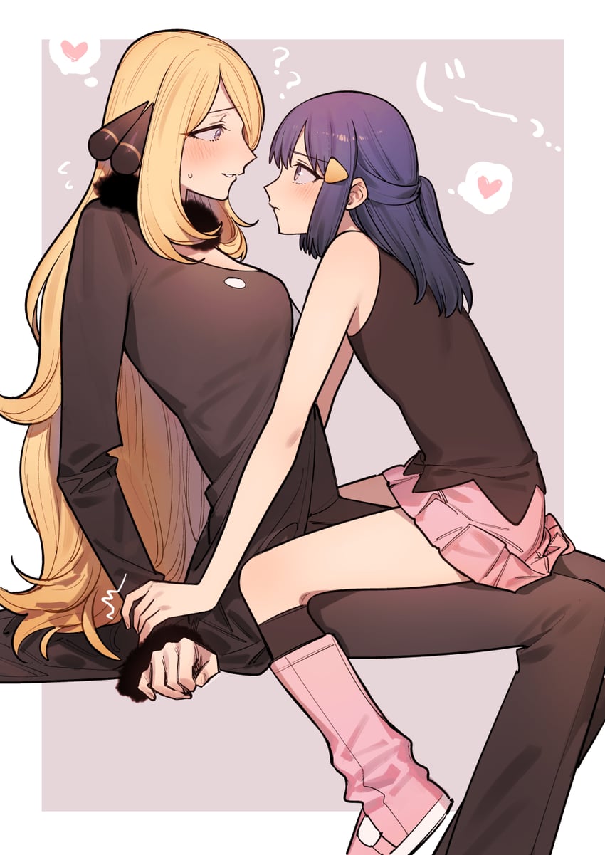 dawn and cynthia (pokemon and 1 more) drawn by ikarin