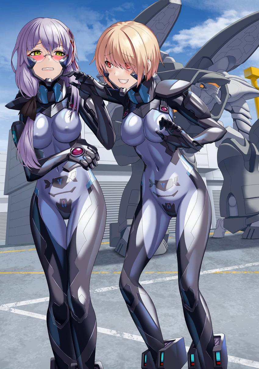 kayamori ruka, izumi yuki, and type 81 wadatsumi (heaven burns red and 2 more) drawn by kurione_(zassou)