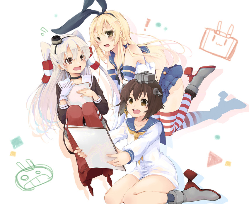 shimakaze, amatsukaze, yukikaze, rensouhou-chan, and rensouhou-kun (kantai collection) drawn by nerokuro