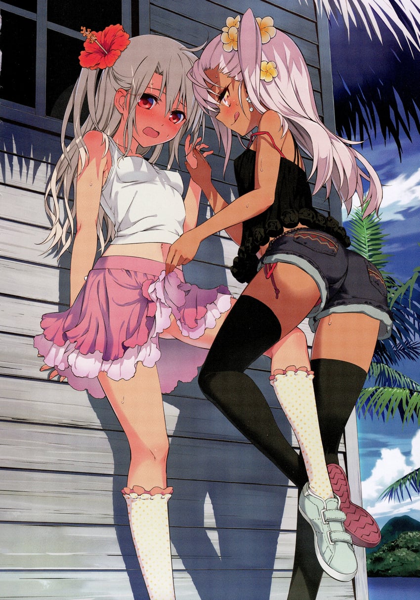 illyasviel von einzbern and chloe von einzbern (fate and 1 more) drawn by hiroyama_hiroshi