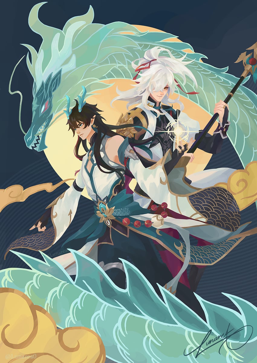 dan heng and jing yuan (honkai and 1 more) drawn by lunarea