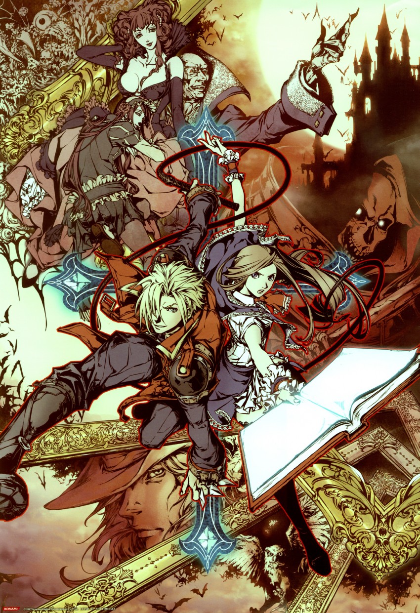 charlotte aulin, jonathan morris, death, stella lecarde, loretta lecarde, and 3 more (castlevania and 2 more) drawn by ishikawa_fumi