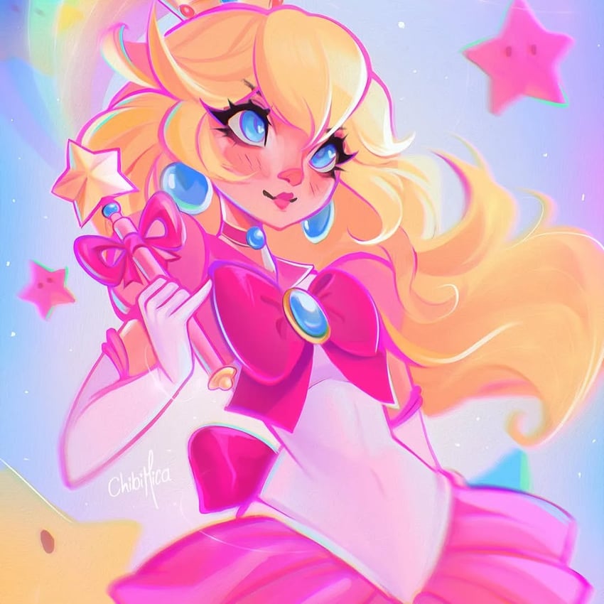 princess peach (mario and 1 more) drawn by chibimica