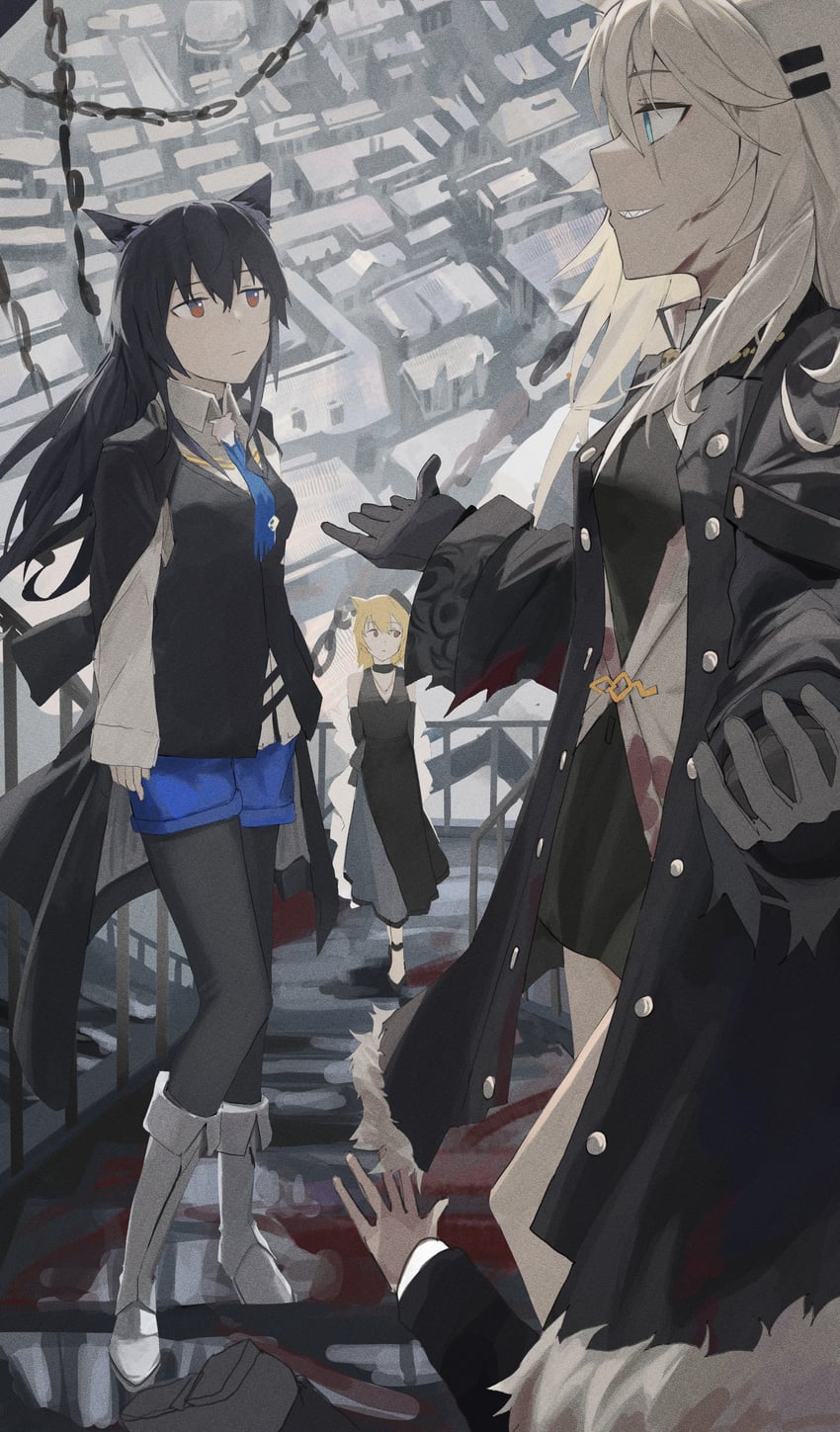 texas, lappland, texas the omertosa, and sora (arknights) drawn by yunkkker