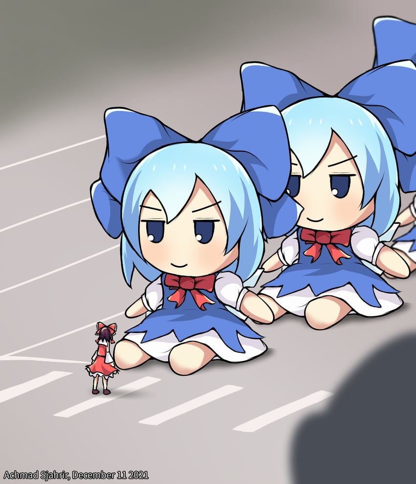 hakurei reimu and cirno (touhou and 1 more) drawn by achmad_sjahrir